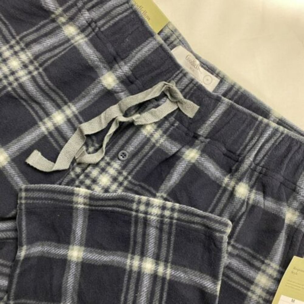 Goodfellow & Co Men's Plaid Microfleece Pajama Pants Medium Federal Blue NEW